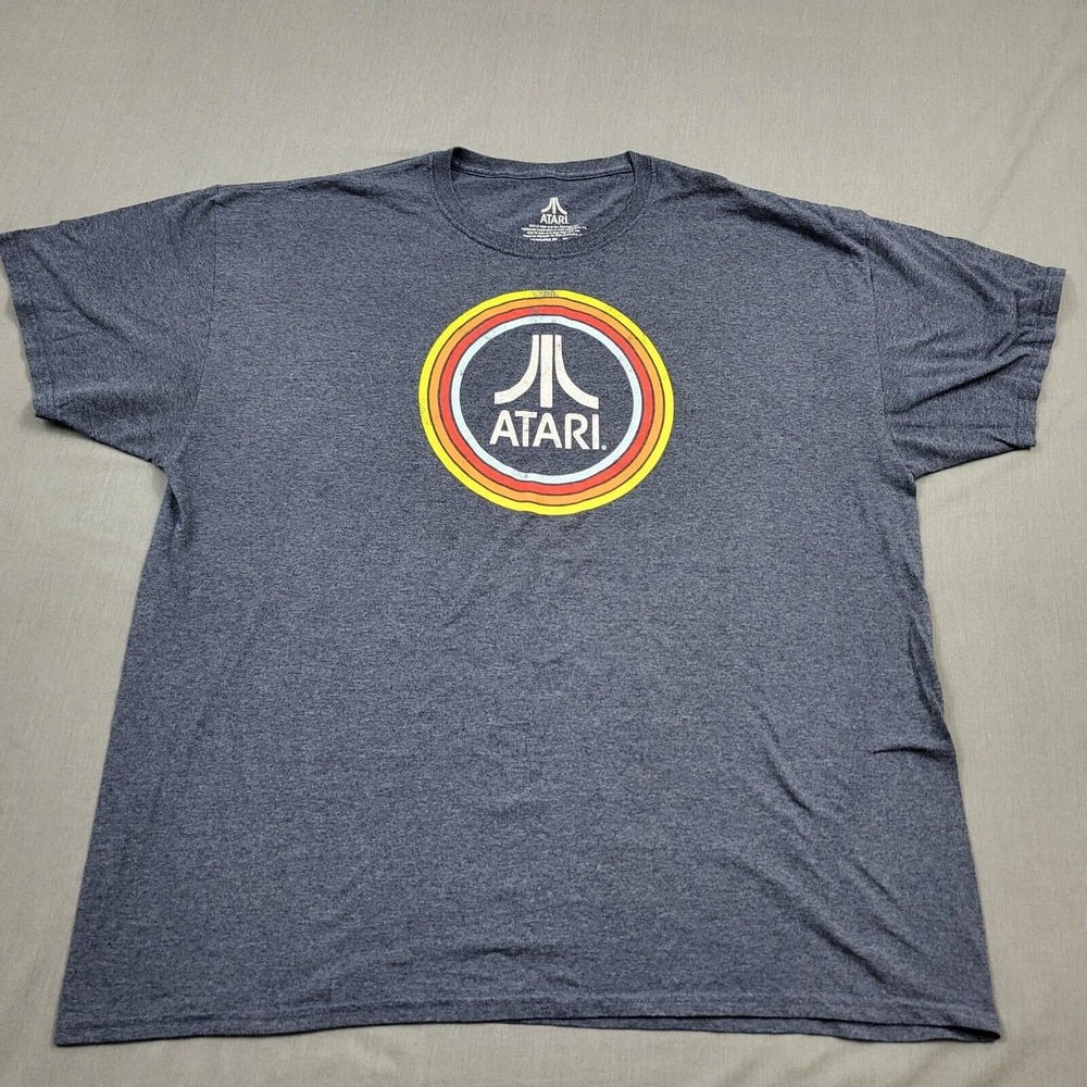 Atari Graphic T-Shirt Mens 2X Heather Navy Blue Retro Video Game Ripple Junction